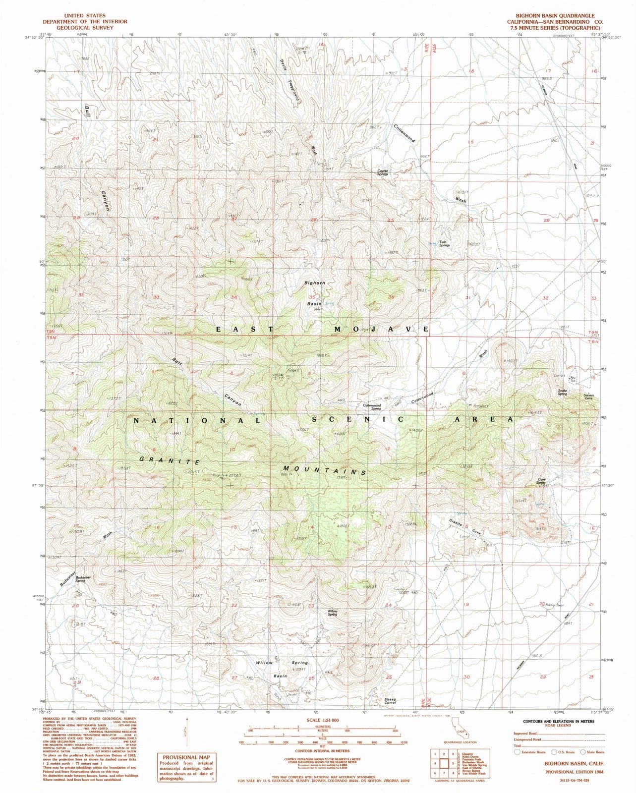 1984 Bighorn Basin, CA - California - USGS Topographic Map
