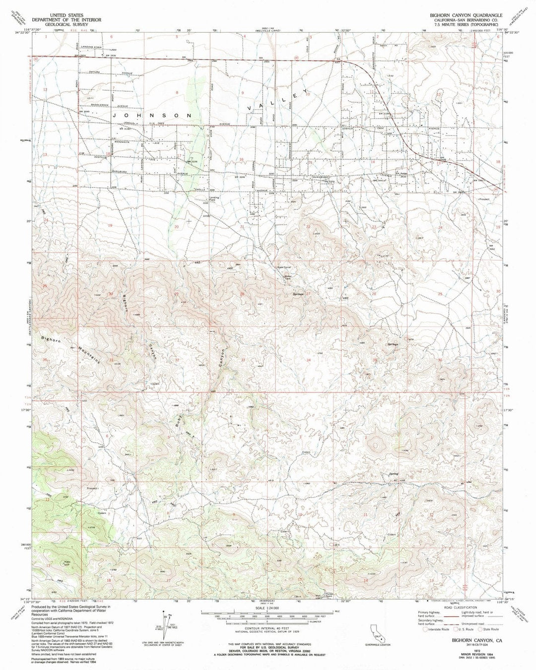 1972 Bighorn Canyon, CA - California - USGS Topographic Map