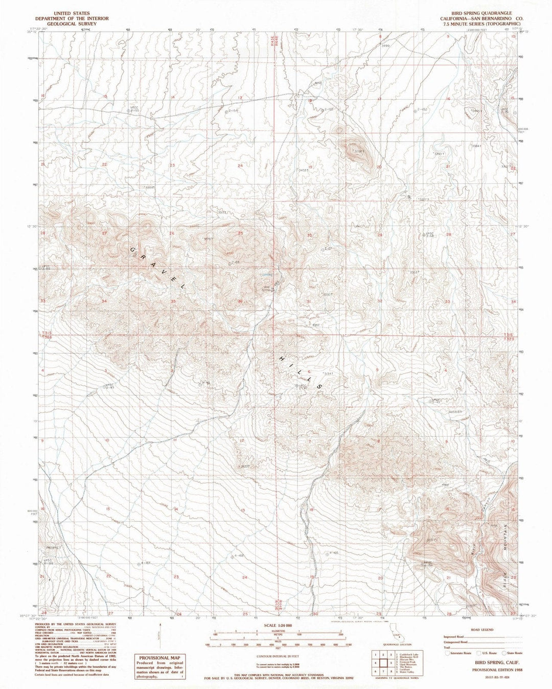 1988 Bird Spring, CA - California - USGS Topographic Map