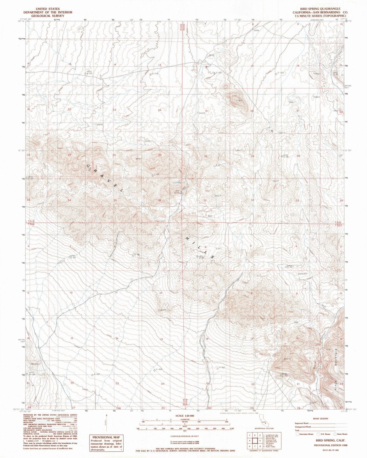 1988 Bird Spring, CA - California - USGS Topographic Map