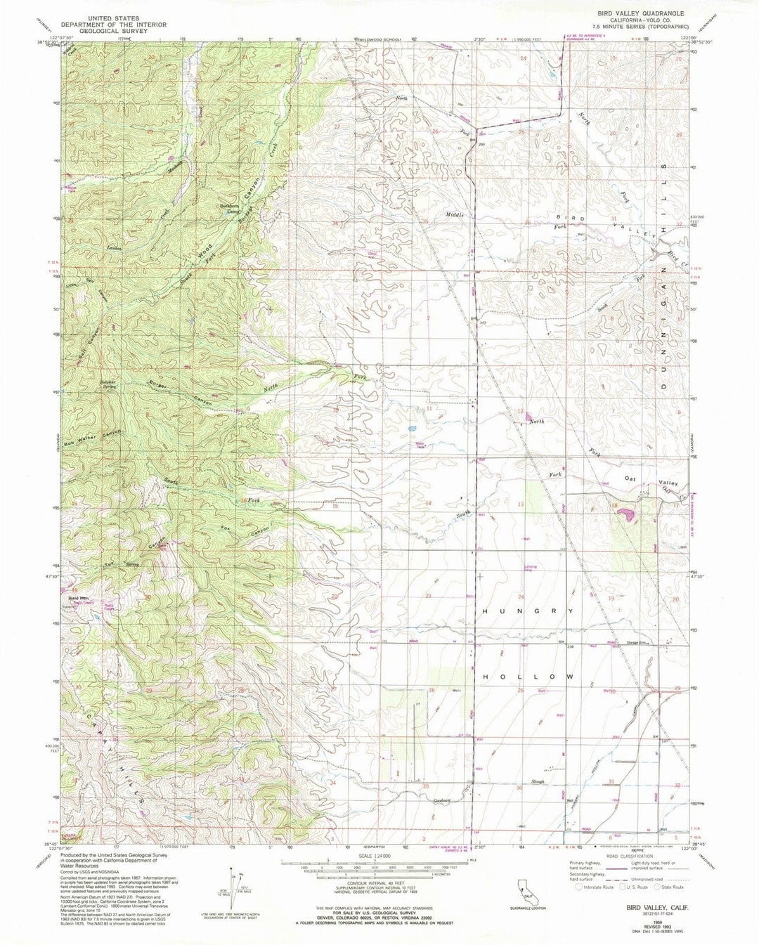 1959 Bird Valley, CA - California - USGS Topographic Map