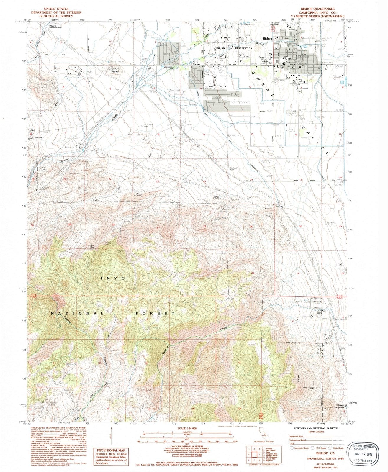 1984 Bishop, CA - California - USGS Topographic Map