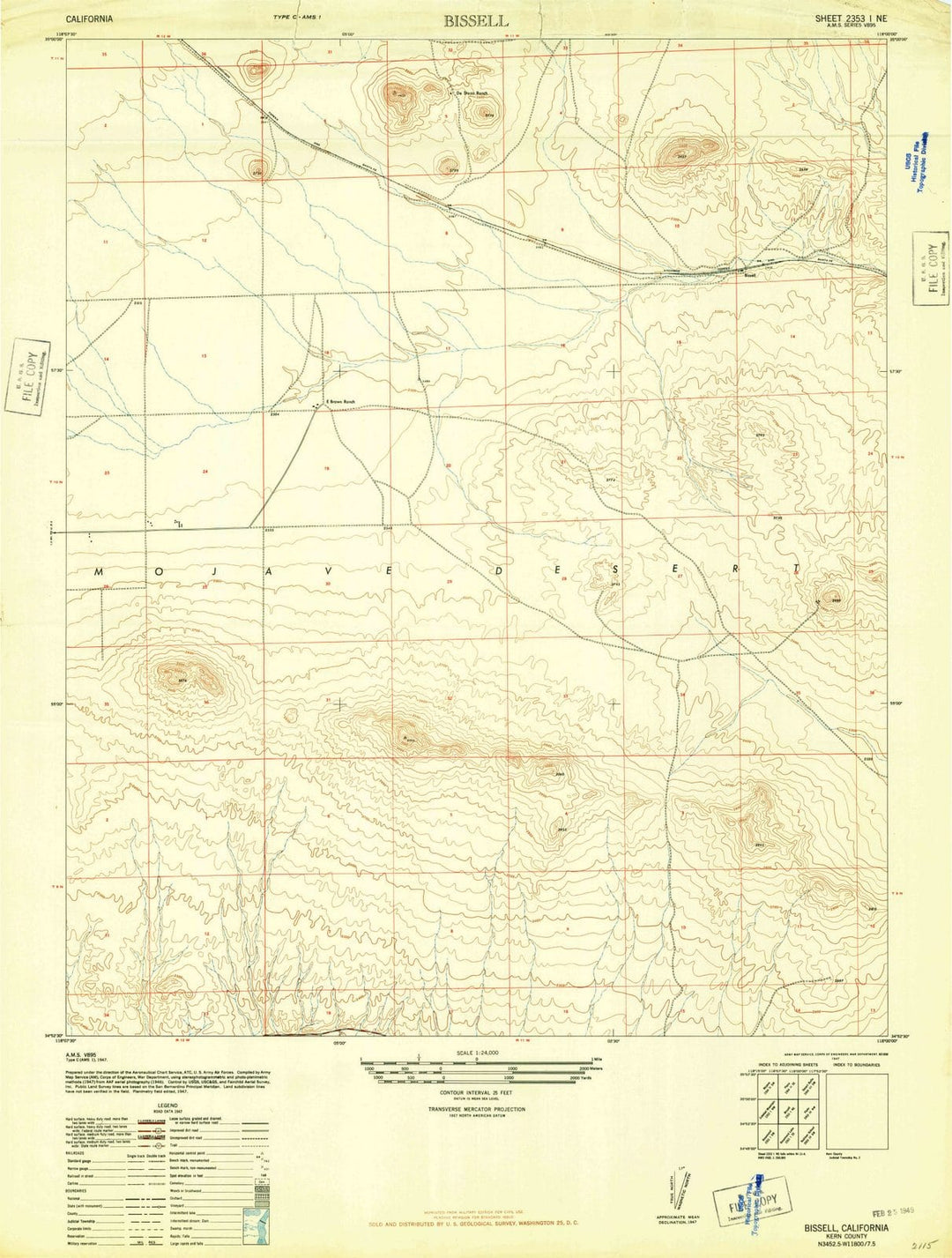 1947 Bissell, CA - California - USGS Topographic Map