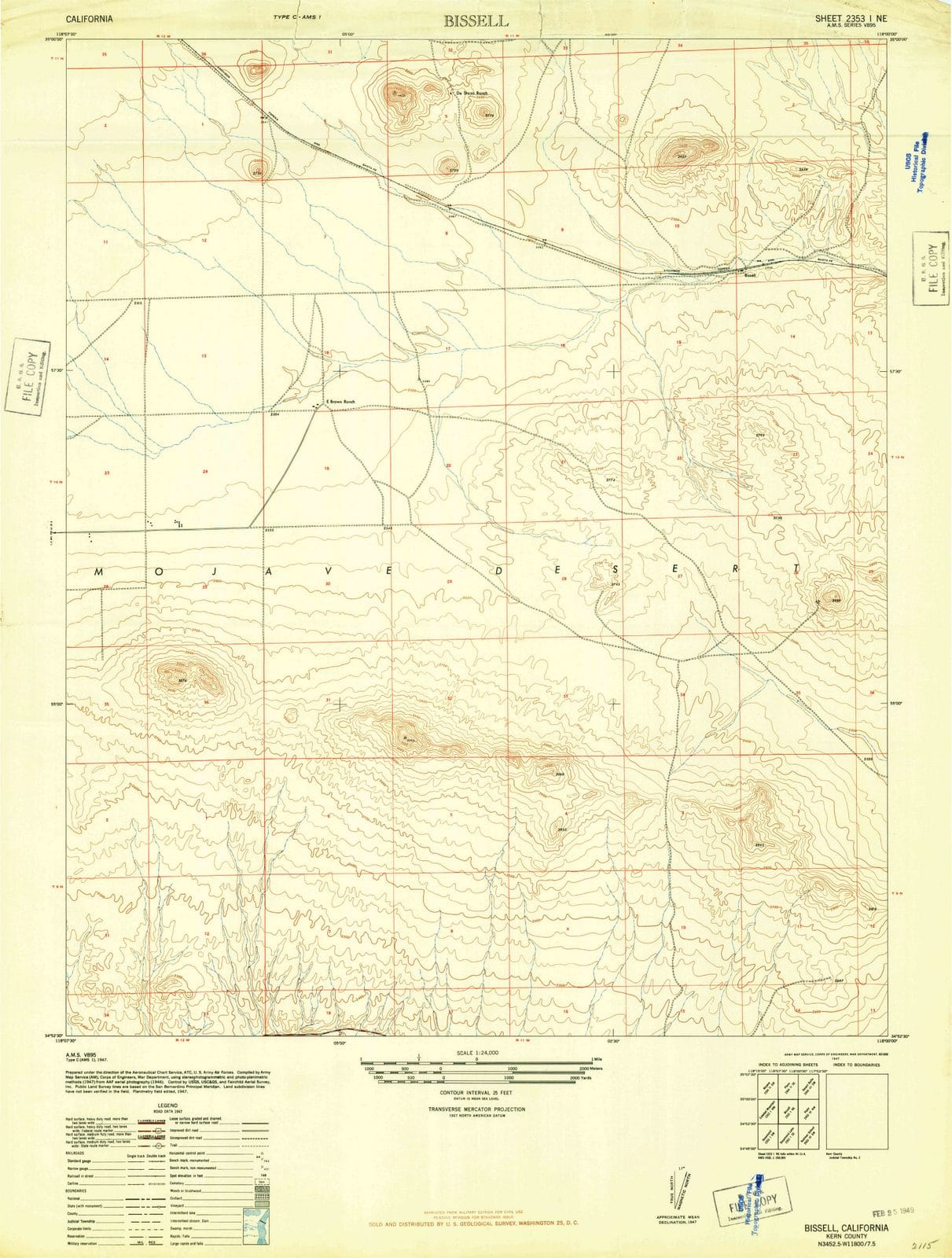 1947 Bissell, CA - California - USGS Topographic Map