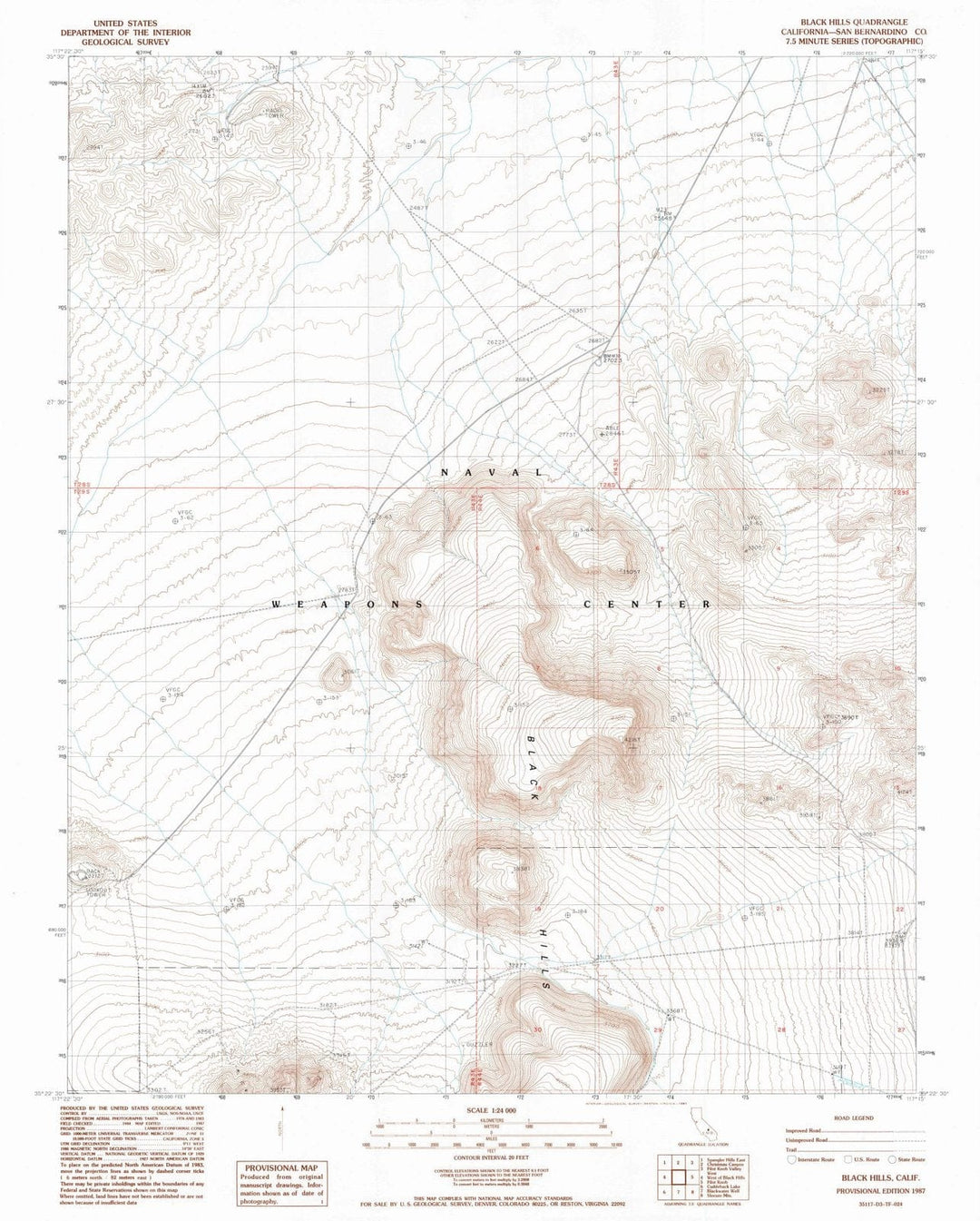 1987 Black Hills, CA - California - USGS Topographic Map