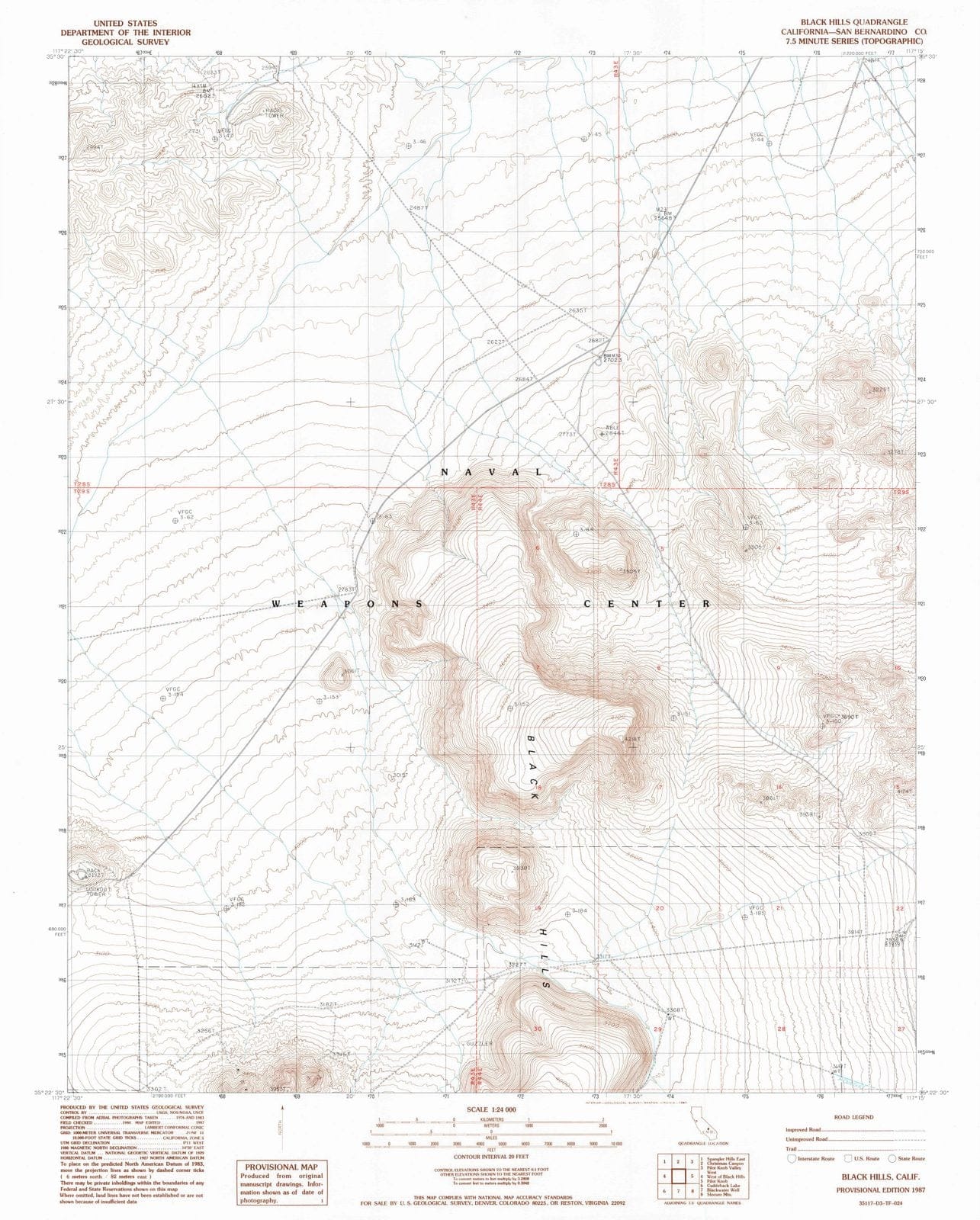 1987 Black Hills, CA - California - USGS Topographic Map