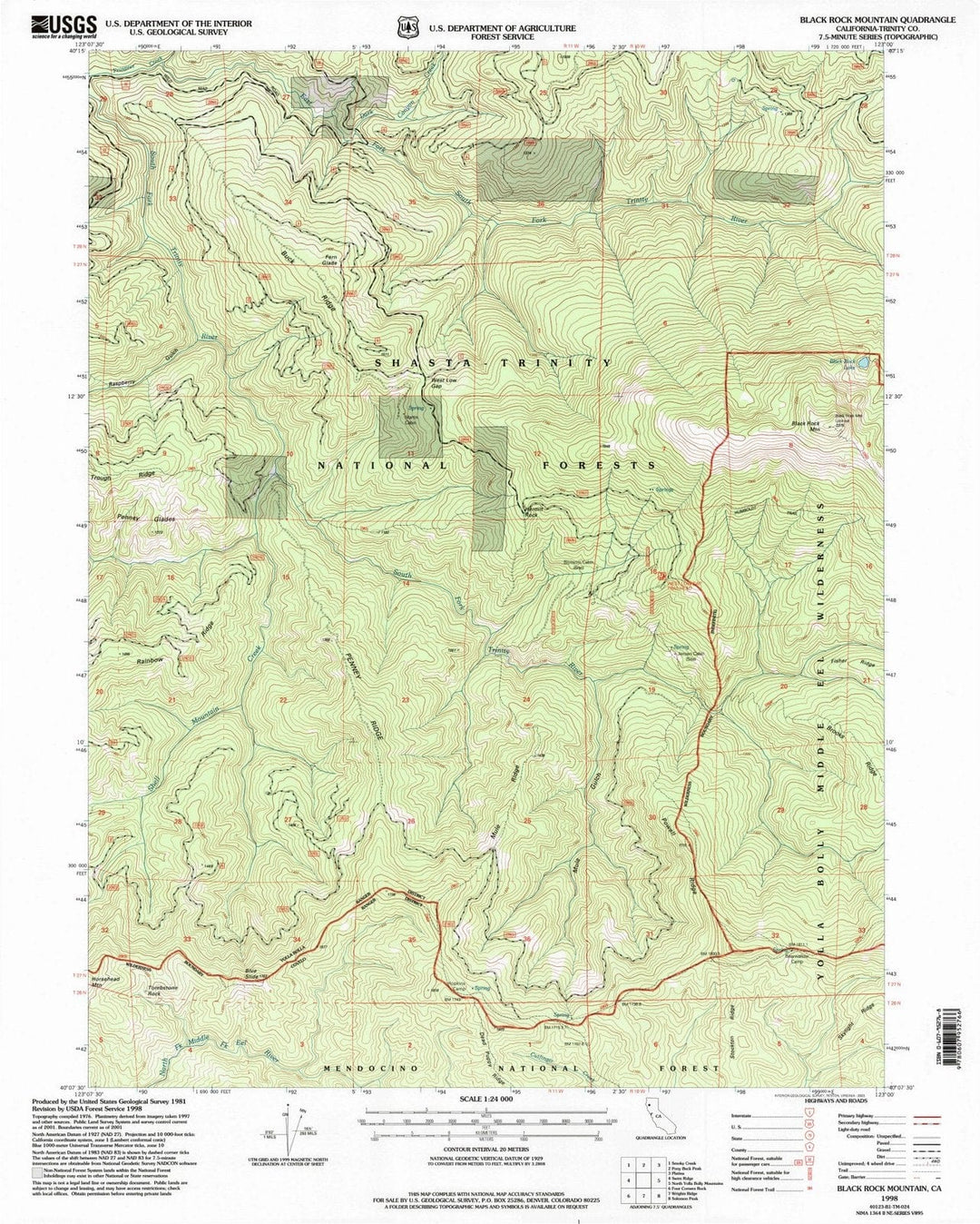 1998 Black Rock Mountain, CA - California - USGS Topographic Map