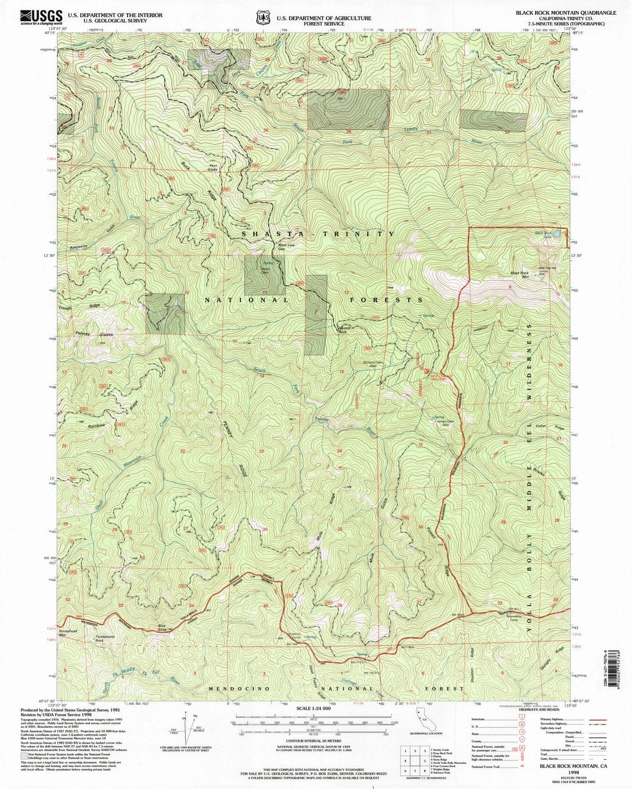 1998 Black Rock Mountain, CA - California - USGS Topographic Map