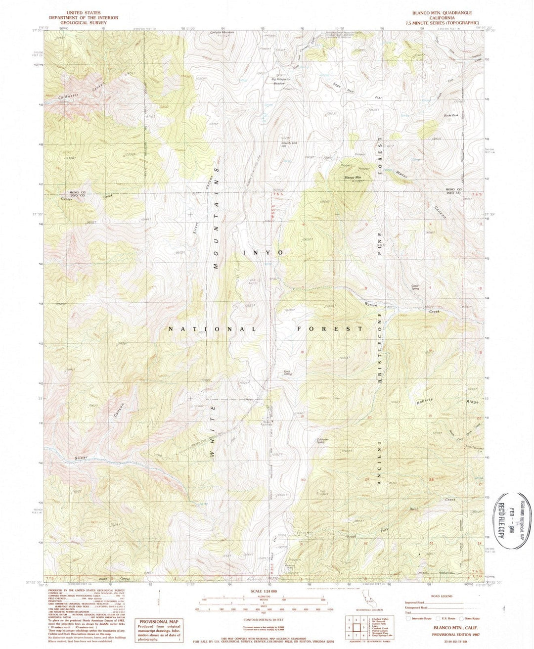 1987 Blanco Mountain, CA - California - USGS Topographic Map