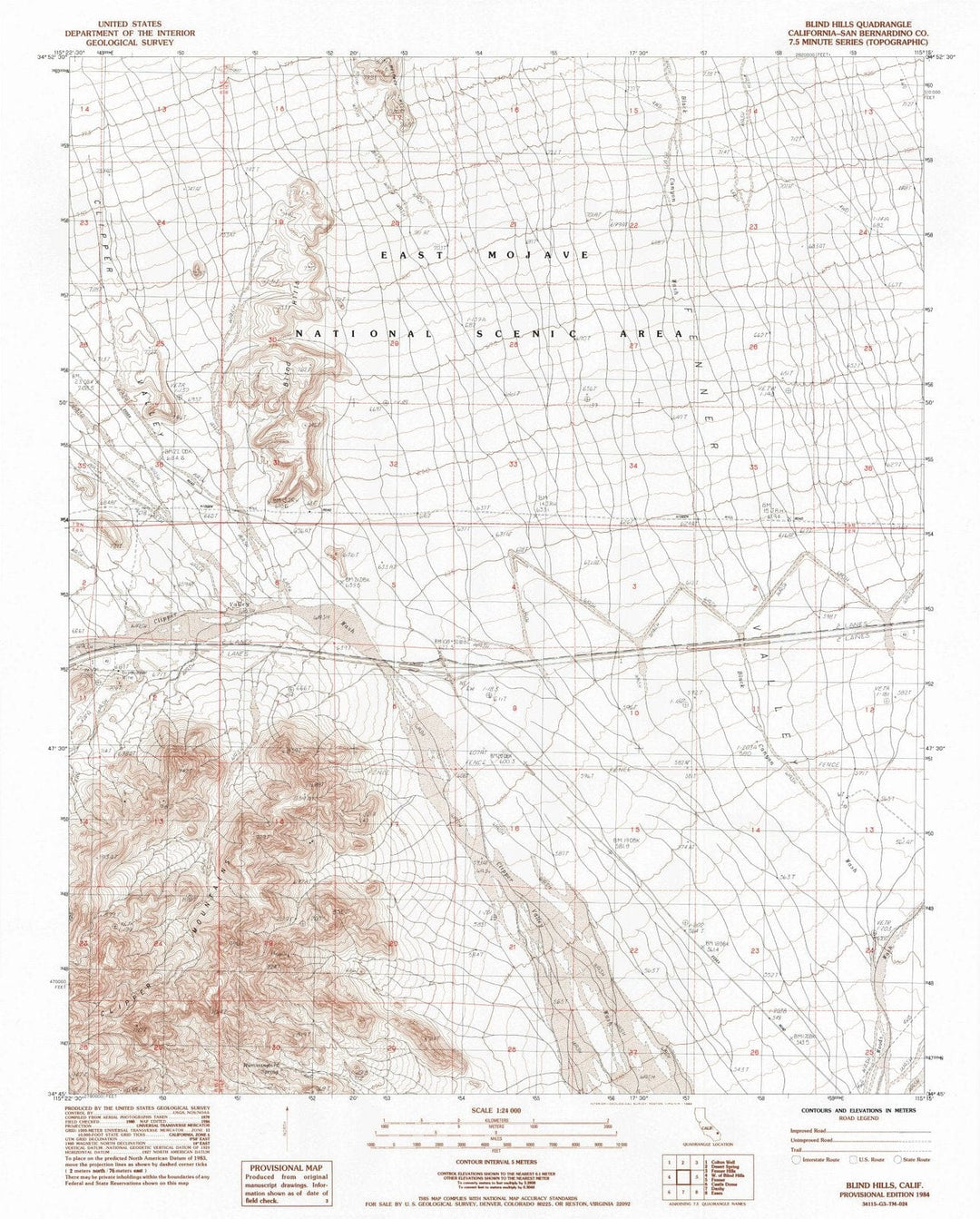 1984 Blind Hills, CA - California - USGS Topographic Map