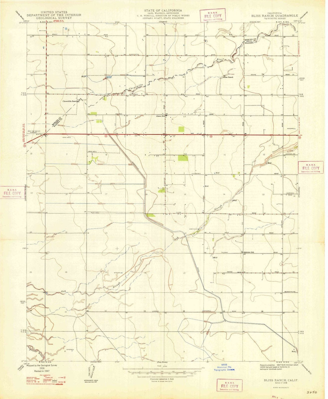 1948 Bliss Ranch, CA - California - USGS Topographic Map