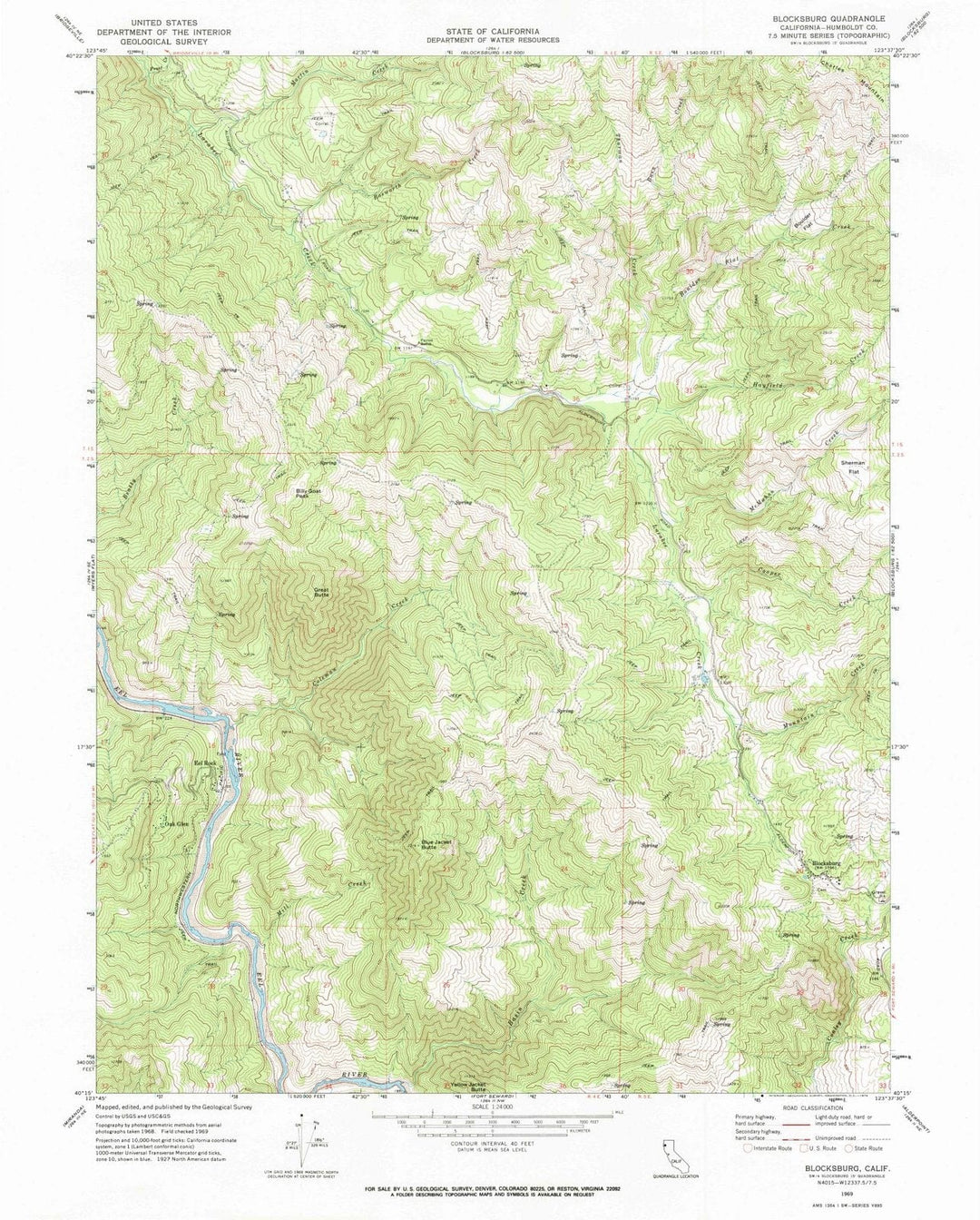 1969 Blocksburg, CA - California - USGS Topographic Map