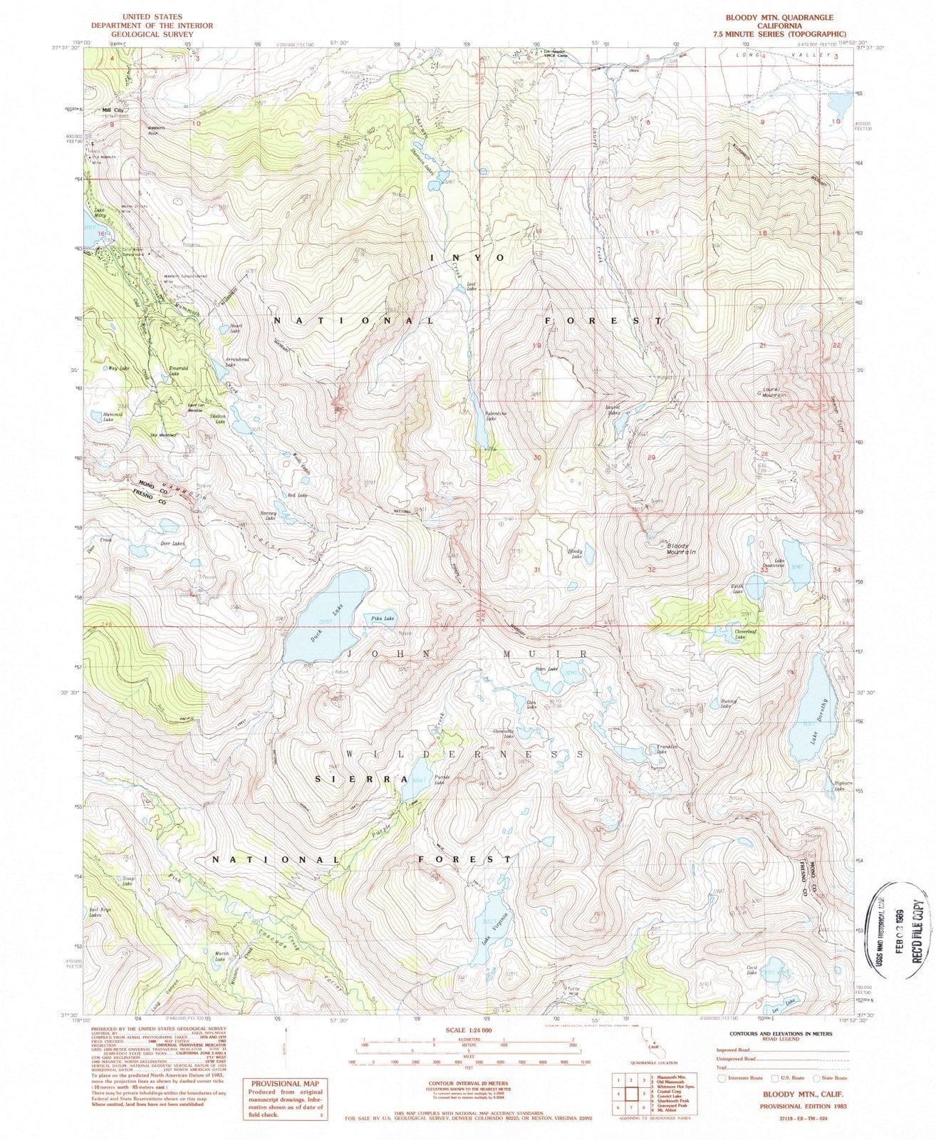 1983 Bloody Mountain, CA - California - USGS Topographic Map