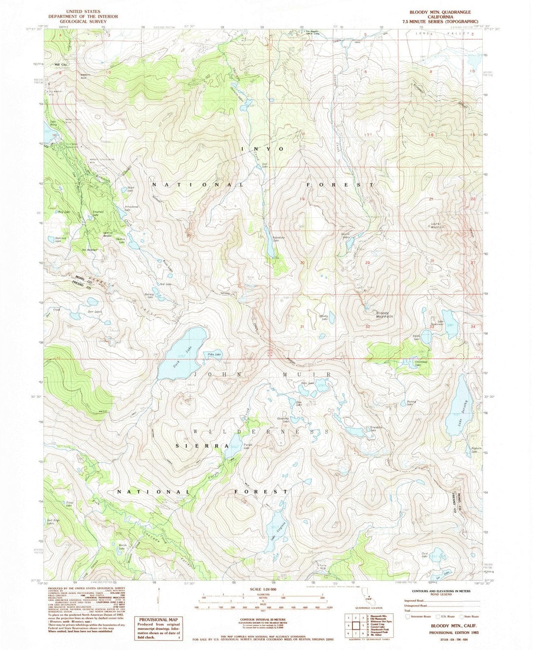 1983 Bloody MTN, CA - California - USGS Topographic Map