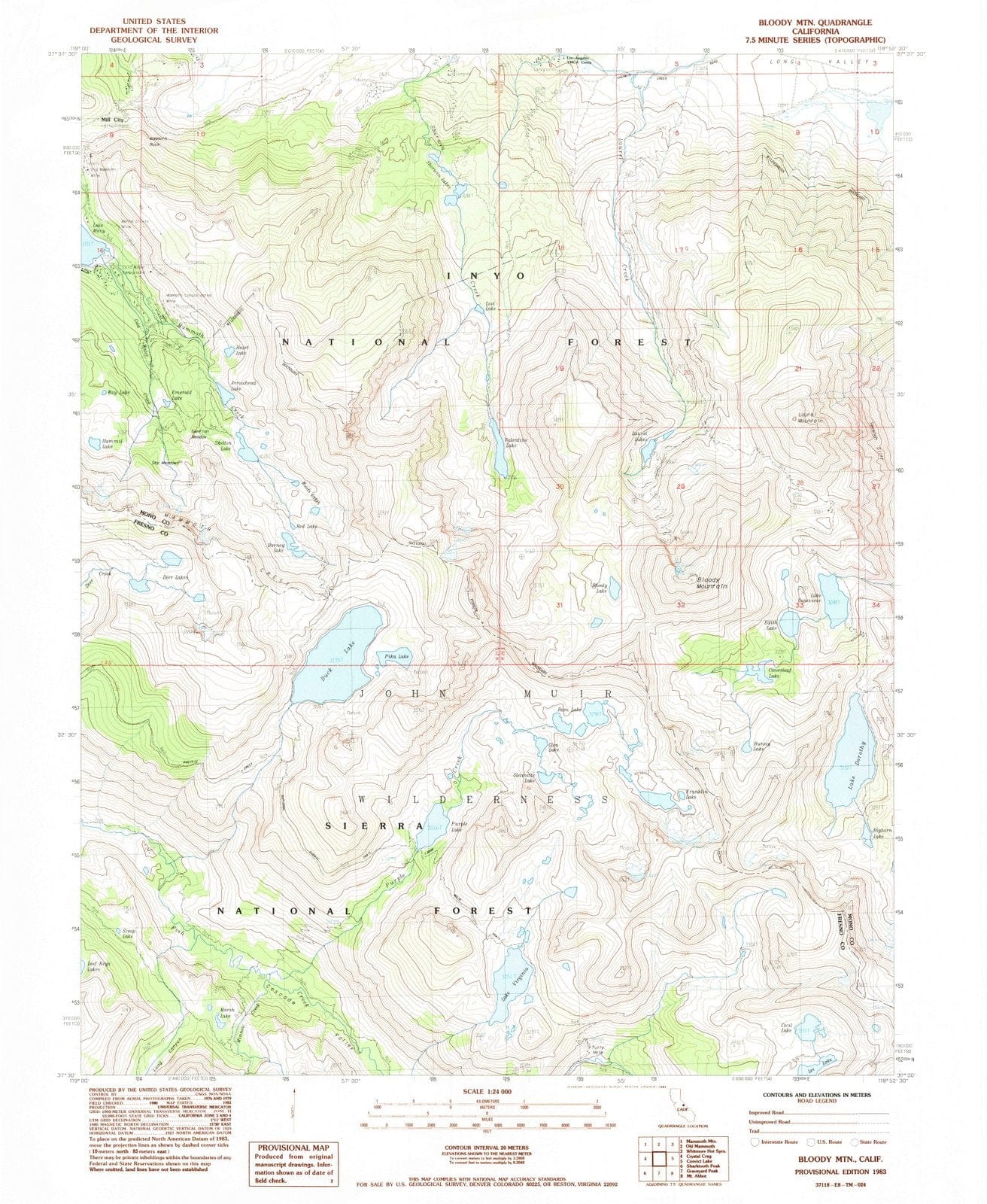 1983 Bloody MTN, CA - California - USGS Topographic Map