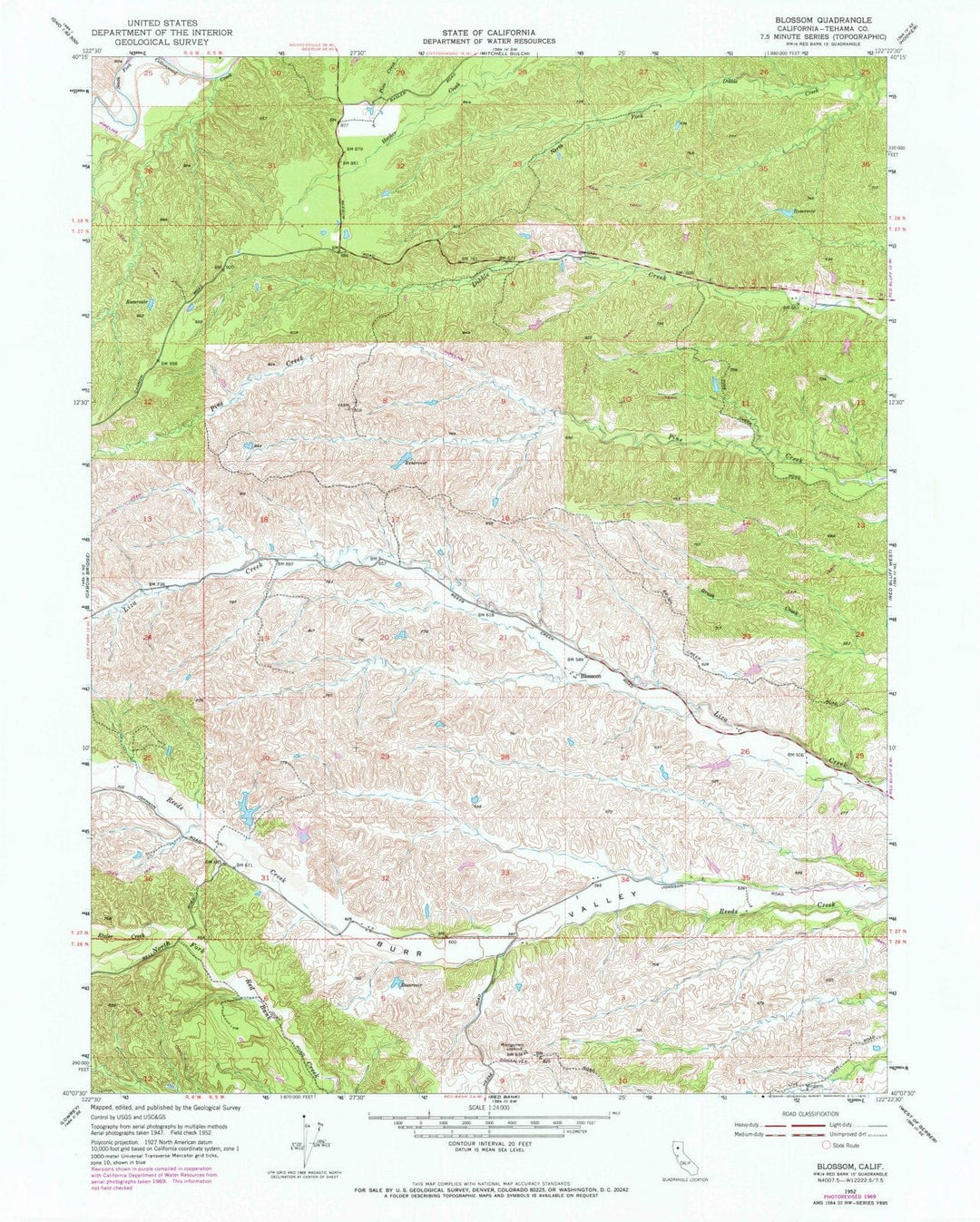 1952 Blossom, CA - California - USGS Topographic Map