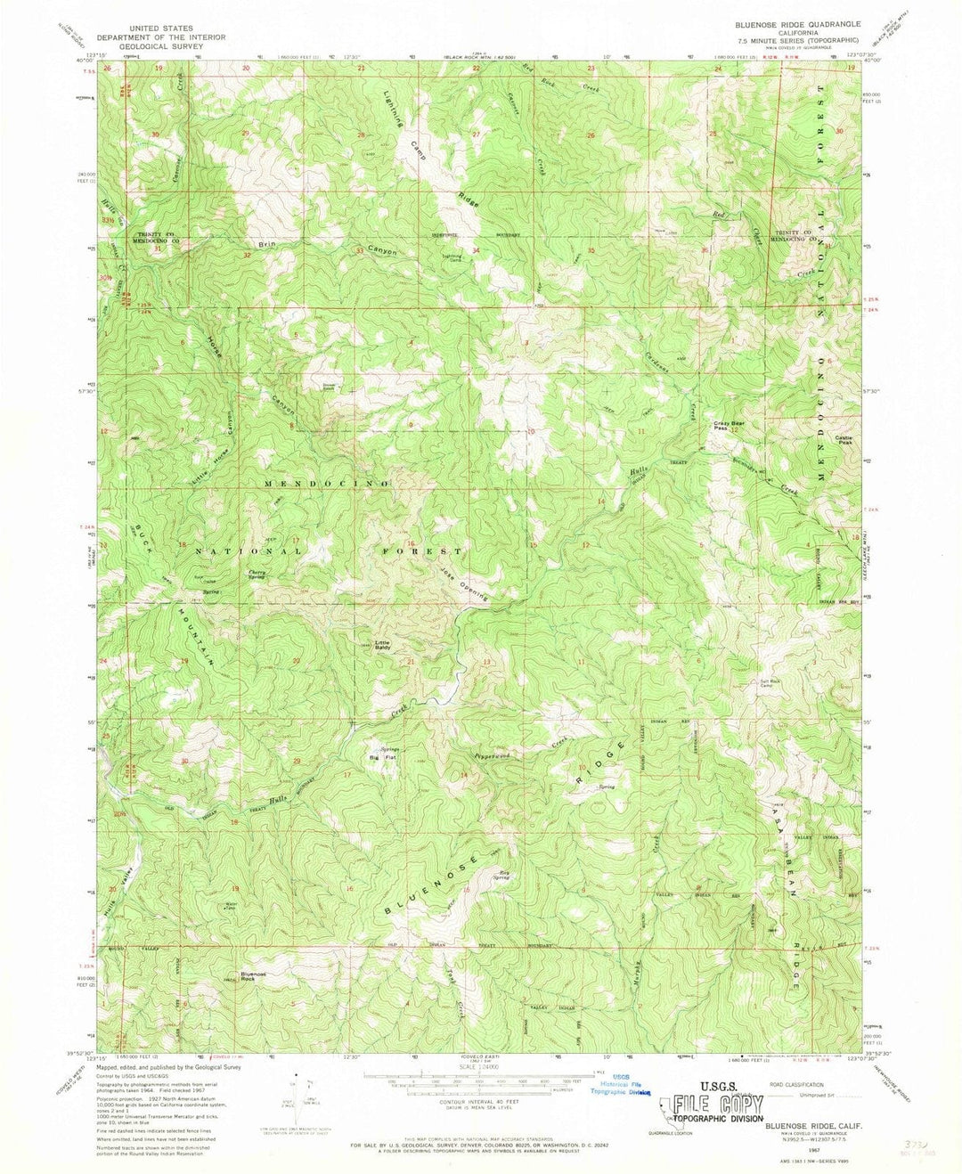 1967 Bluenose Ridge, CA - California - USGS Topographic Map