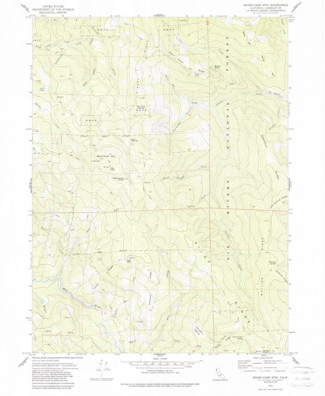 1977 Board Camp Mountain, CA - California - USGS Topographic Map