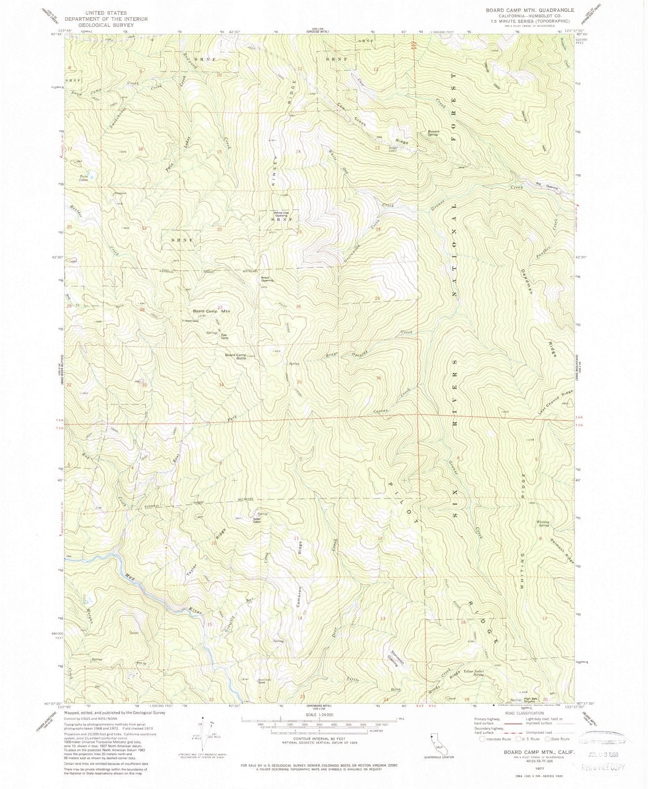 1977 Board Camp Mountain, CA - California - USGS Topographic Map