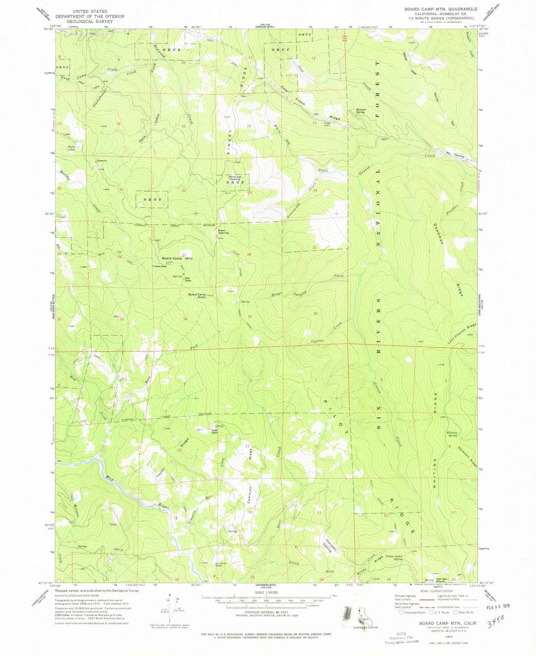 1977 Board Camp MTN, CA - California - USGS Topographic Map