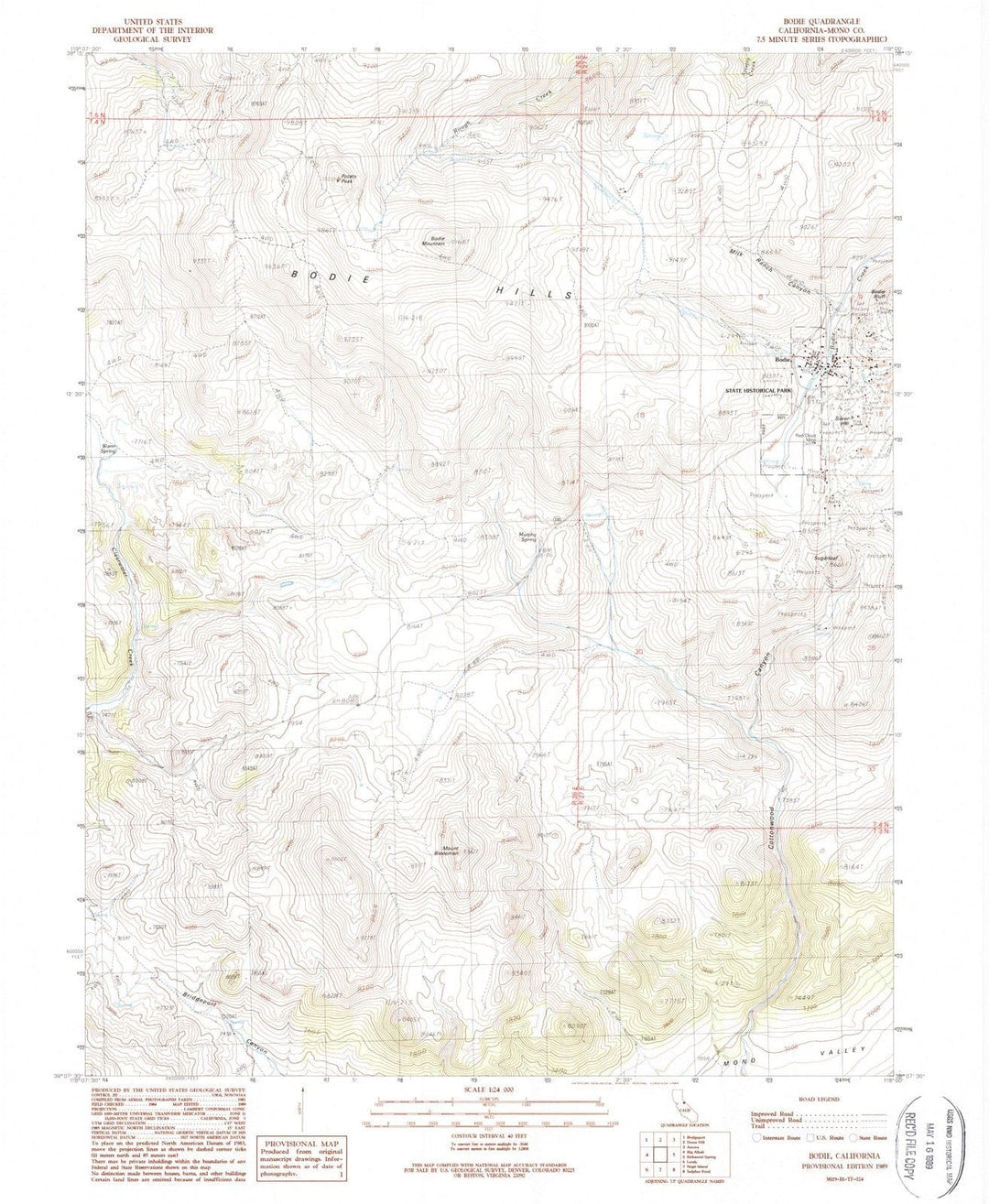 1989 Bodie, CA - California - USGS Topographic Map