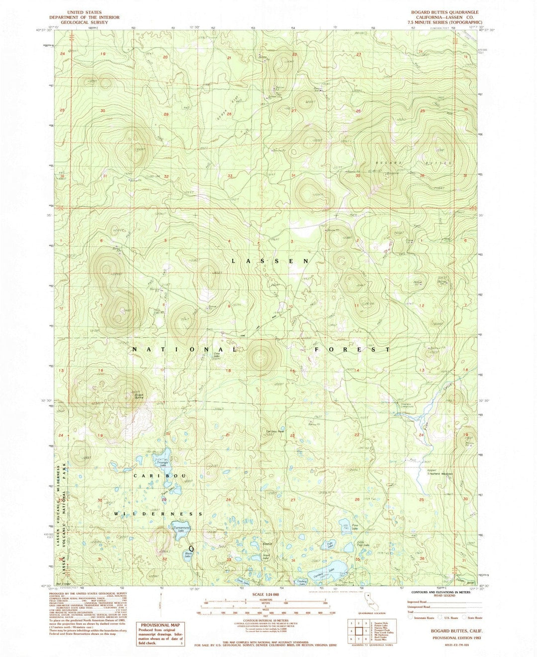 1983 Bogard Buttes, CA - California - USGS Topographic Map