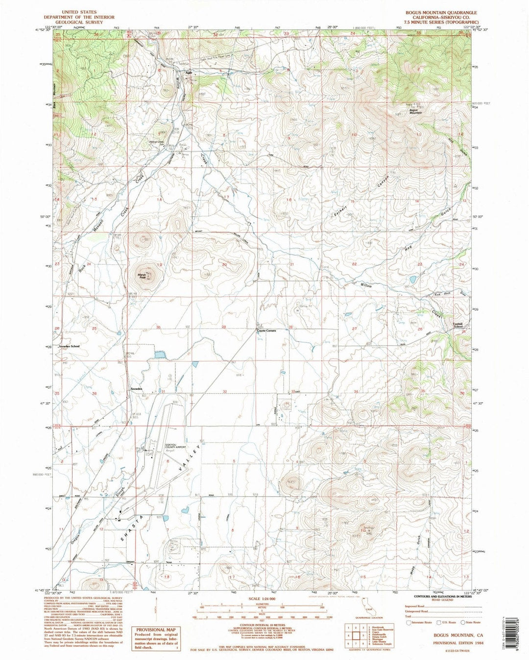 1984 Bogus Mountain, CA - California - USGS Topographic Map