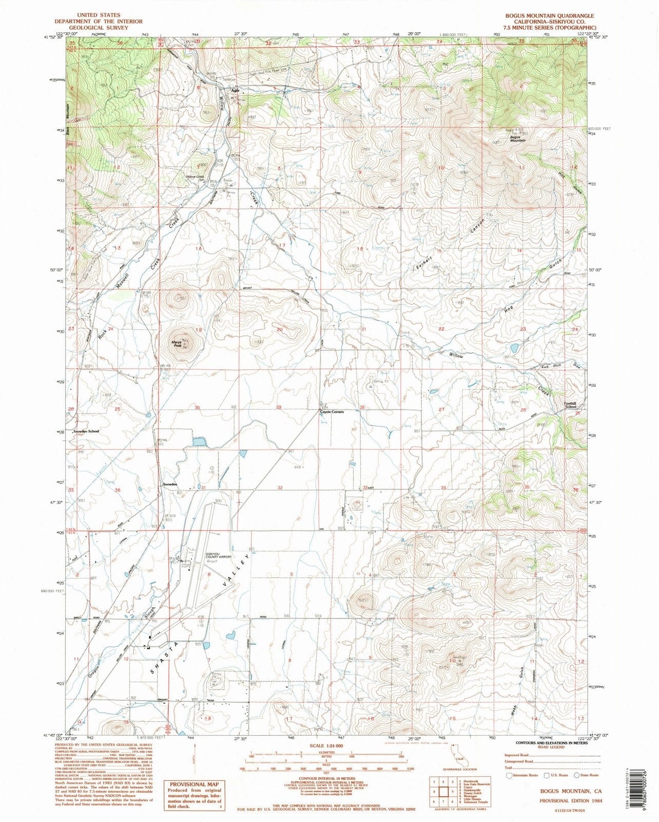 1984 Bogus Mountain, CA - California - USGS Topographic Map