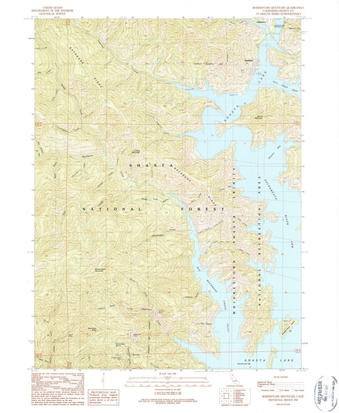 1990 Bohemotash Mountain, CA - California - USGS Topographic Map