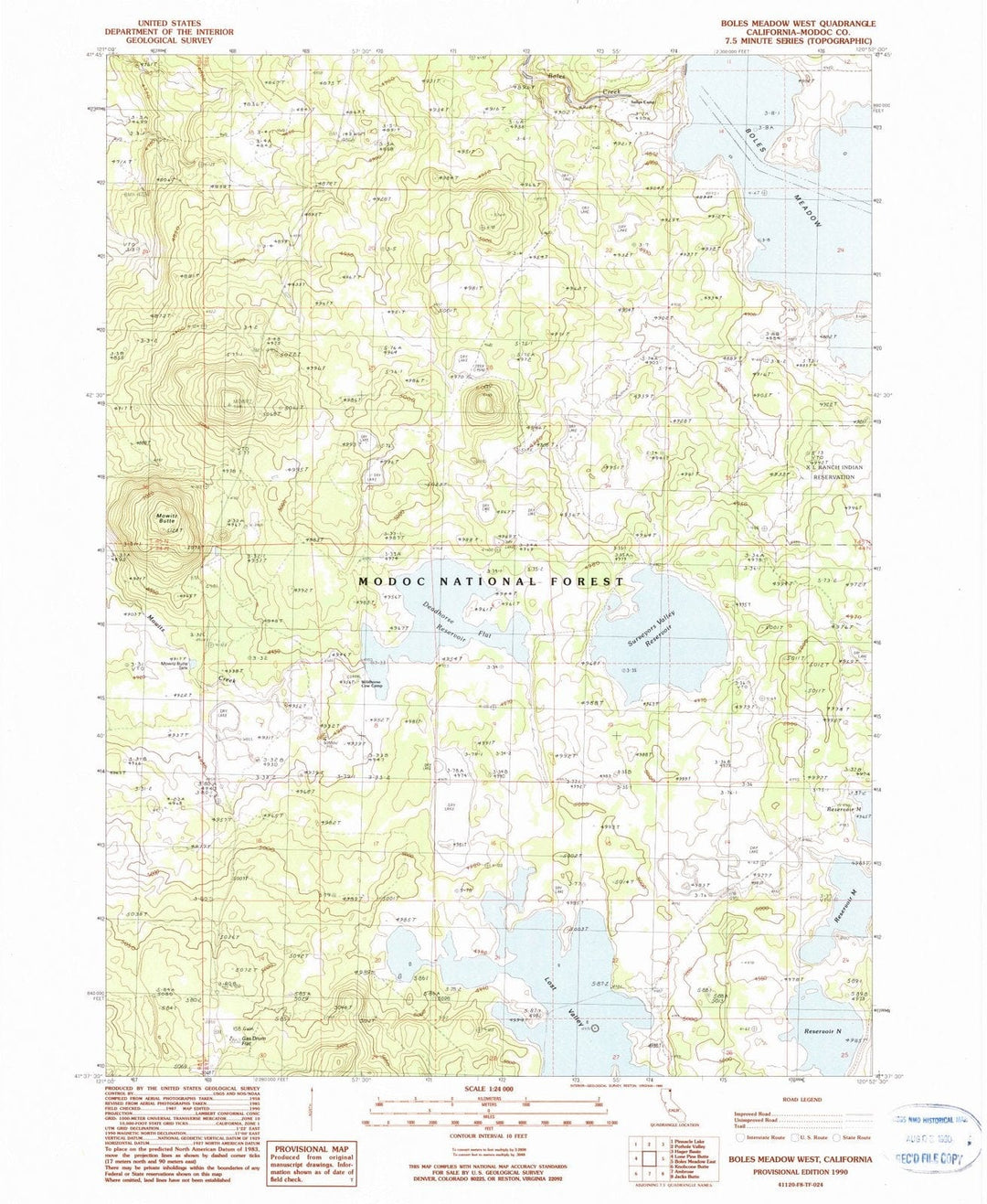1990 Boles Meadow West, CA - California - USGS Topographic Map