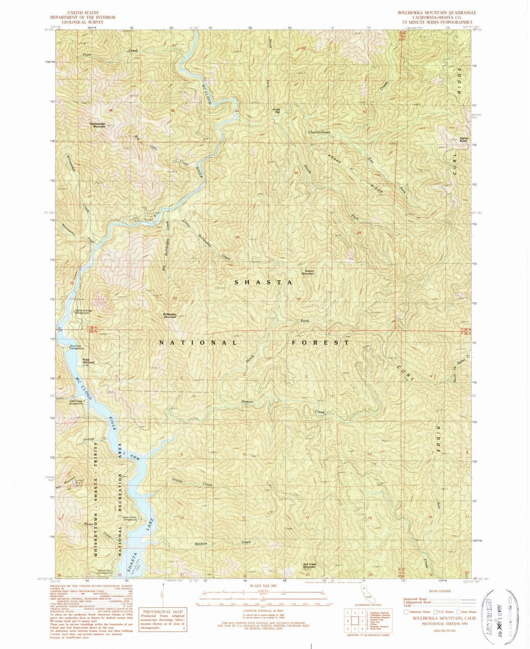 1990 Bollibokka Mountain, CA - California - USGS Topographic Map
