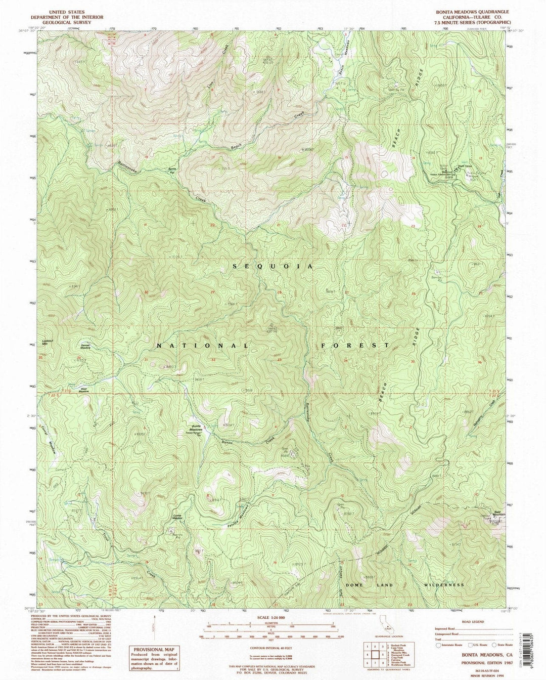 1987 Bonita Meadows, CA - California - USGS Topographic Map