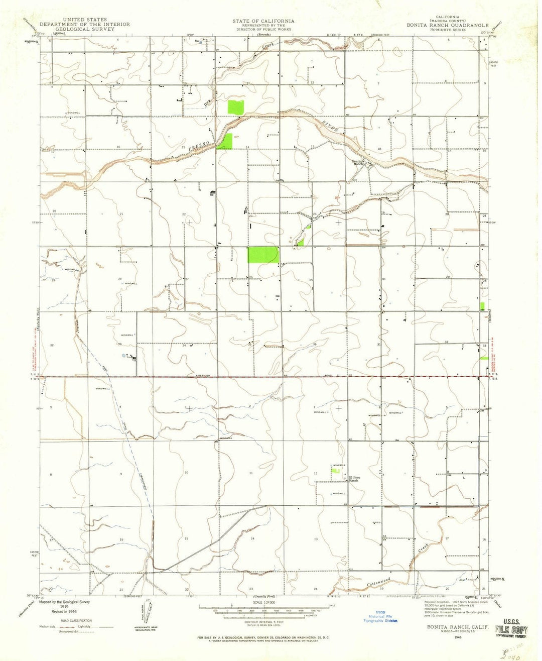 1946 Bonita Ranch, CA - California - USGS Topographic Map