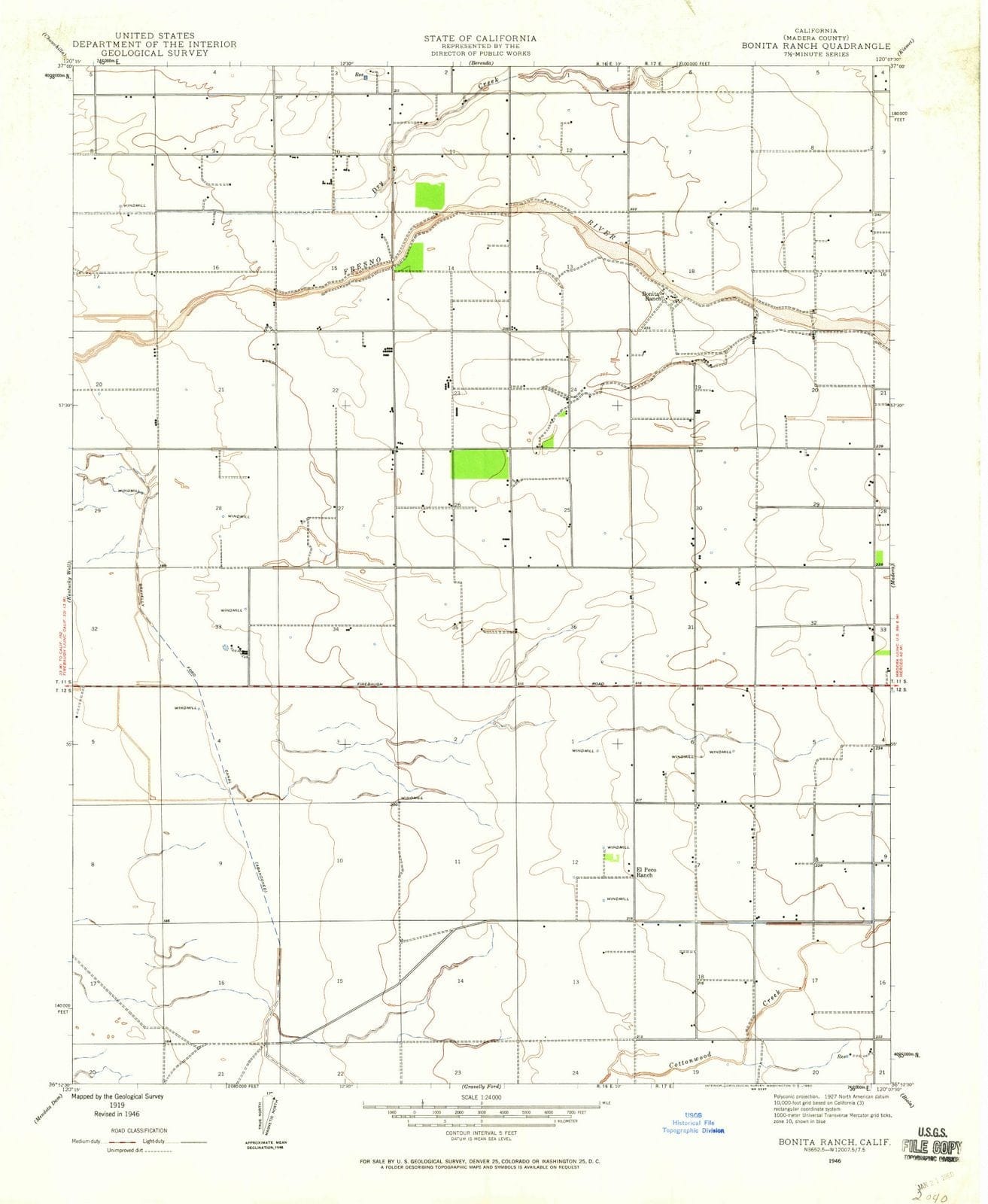 1946 Bonita Ranch, CA - California - USGS Topographic Map