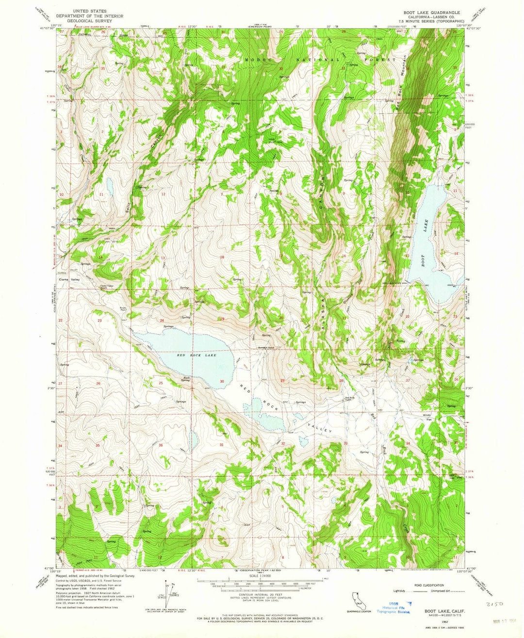 1962 Boot Lake, CA - California - USGS Topographic Map