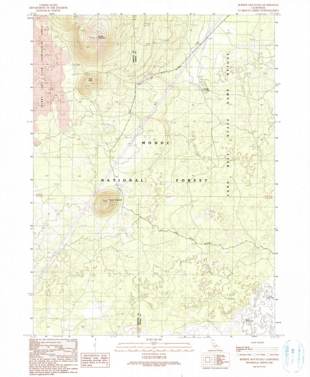 1990 Border Mountain, CA - California - USGS Topographic Map