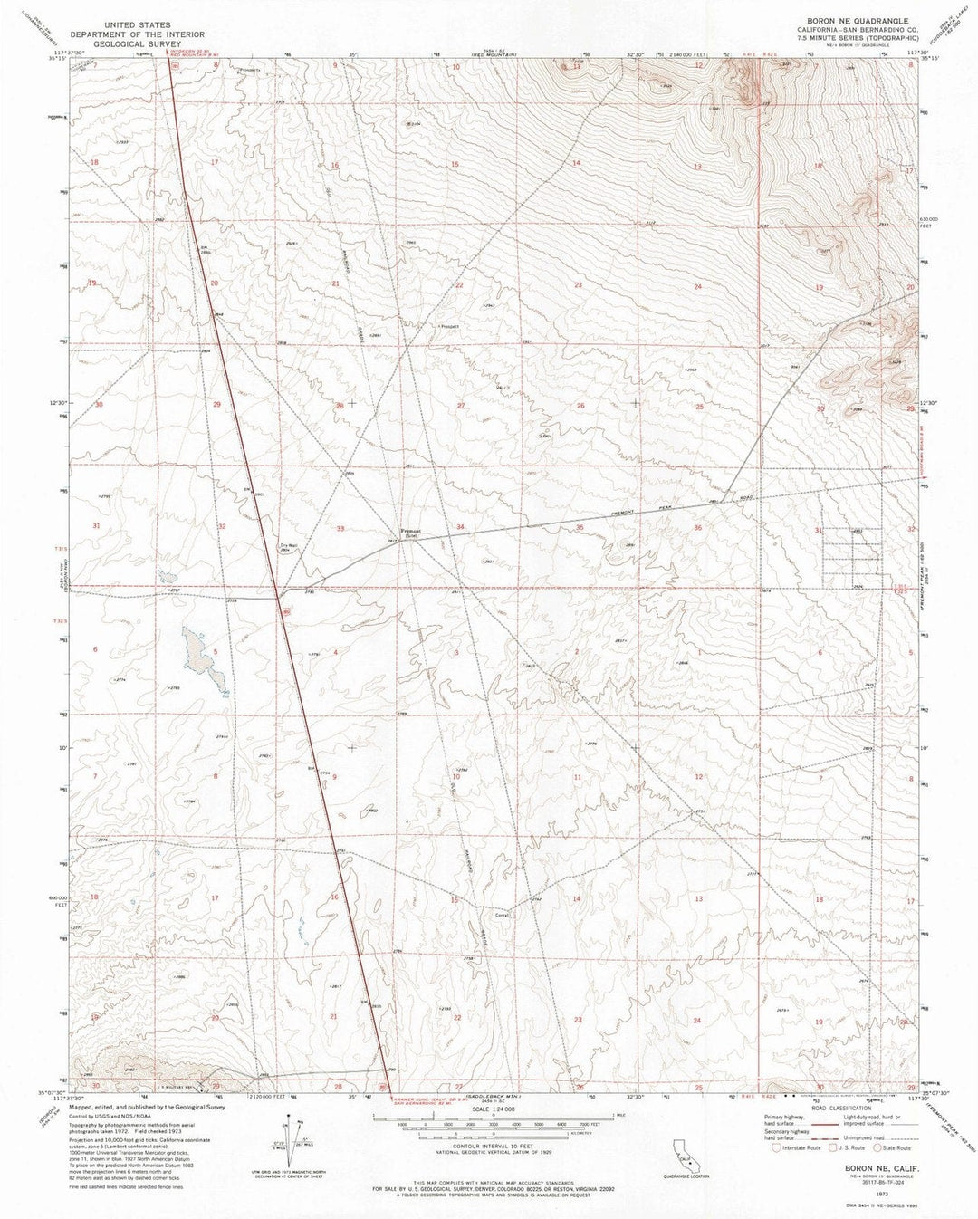 1973 Boron, CA - California - USGS Topographic Map