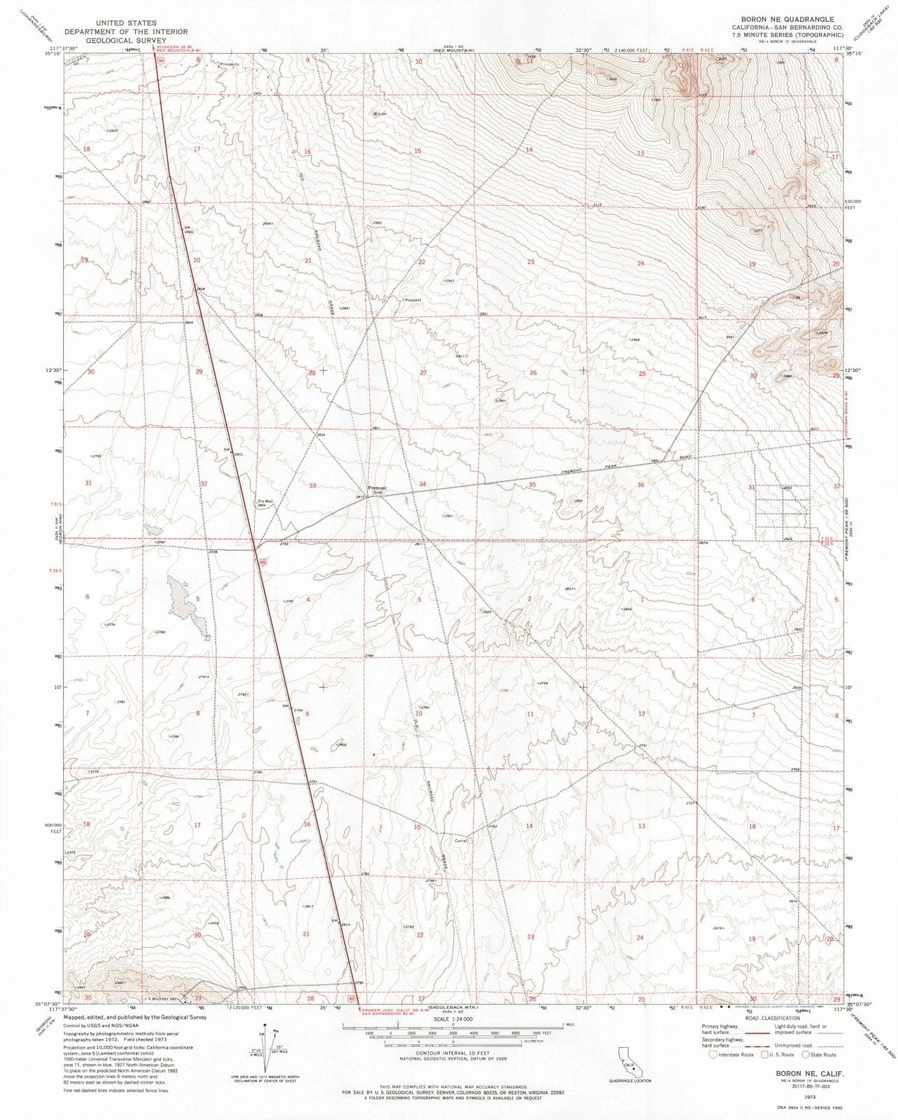 1973 Boron, CA - California - USGS Topographic Map