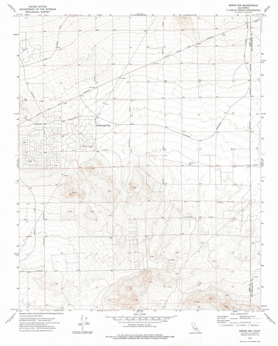 1973 Boron, CA - California - USGS Topographic Map v2
