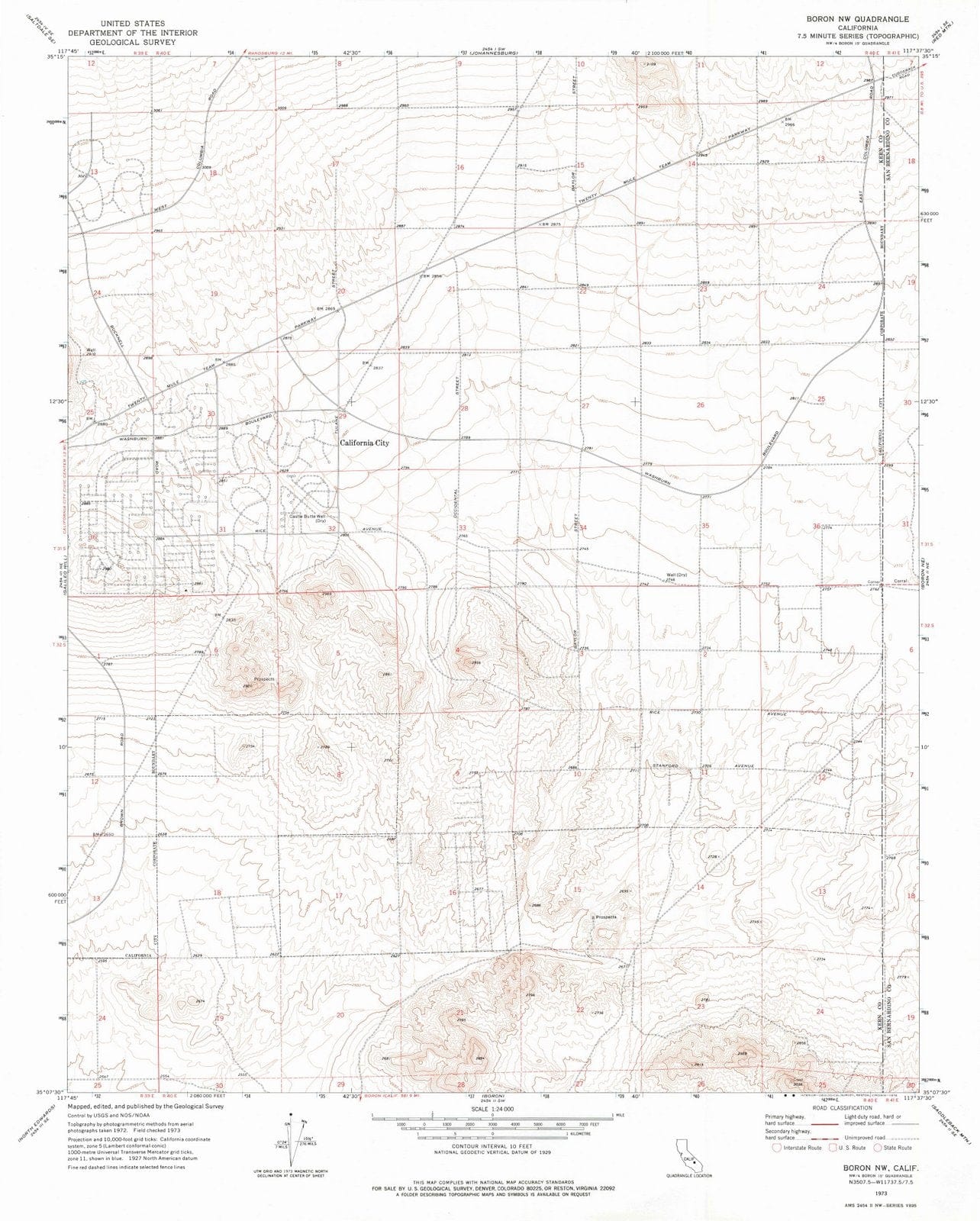 1973 Boron, CA - California - USGS Topographic Map v2