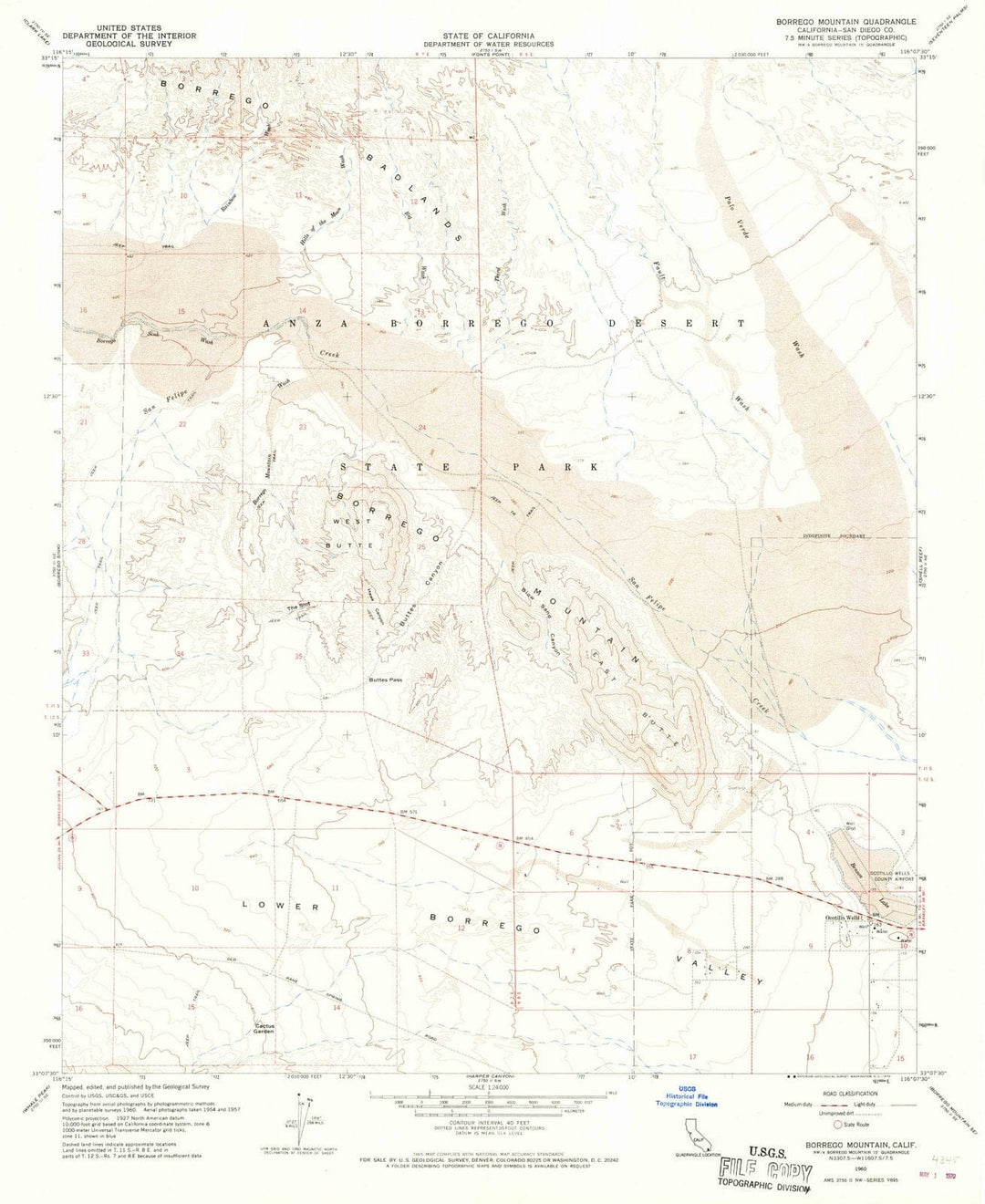 1960 Borrego Mountain, CA - California - USGS Topographic Map v2