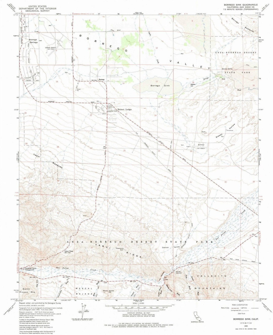 1959 Borrego Sink, CA - California - USGS Topographic Map