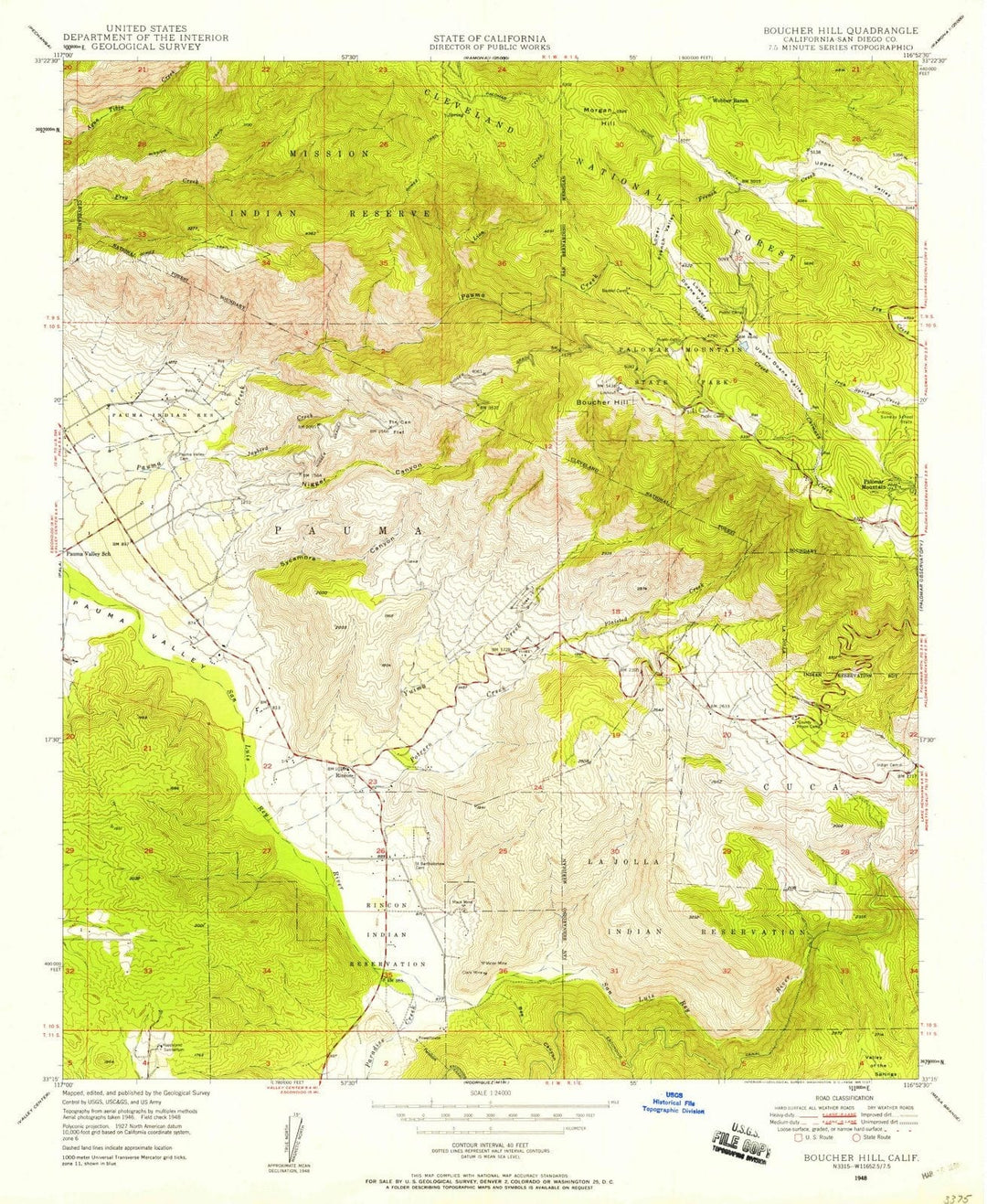 1948 Boucher Hill, CA - California - USGS Topographic Map