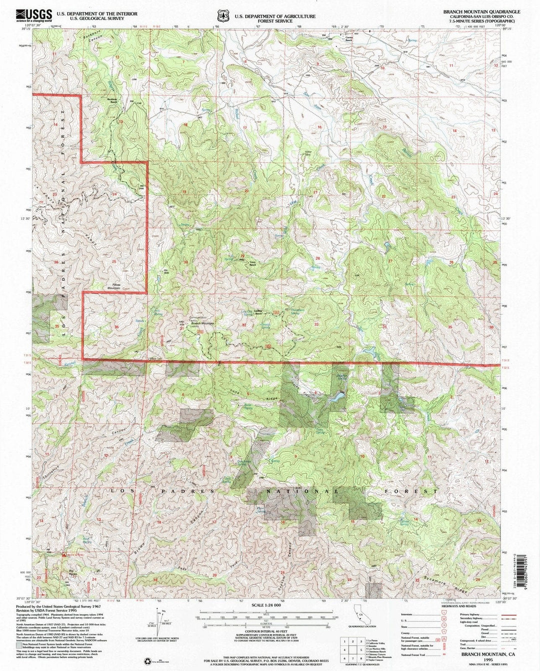 1995 Branch Mountain, CA - California - USGS Topographic Map