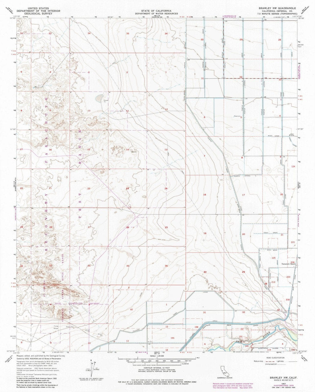 1957 Brawley, CA - California - USGS Topographic Map