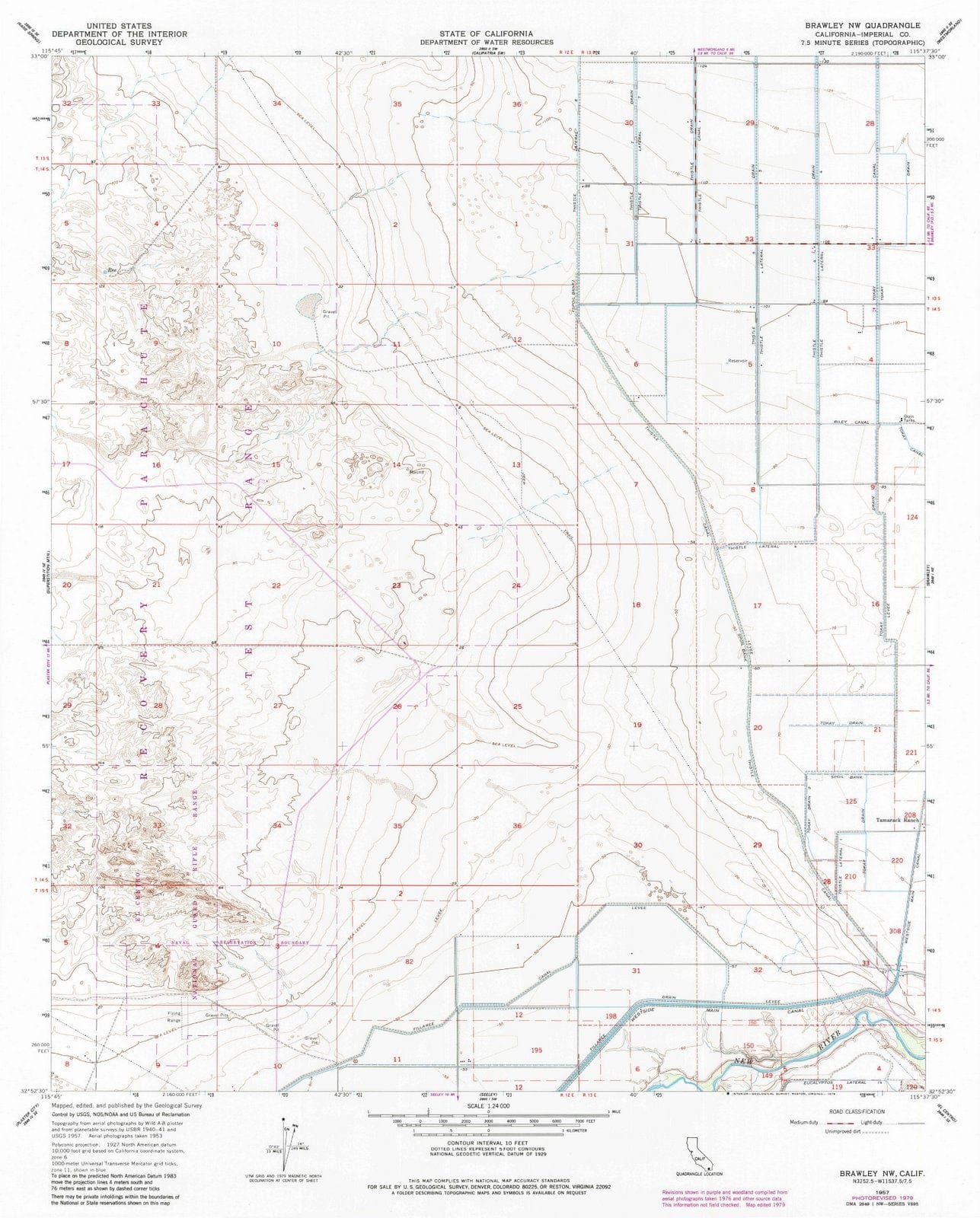 1957 Brawley, CA - California - USGS Topographic Map