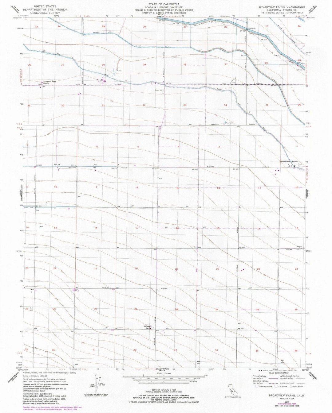 1955 Broadview Farms, CA - California - USGS Topographic Map