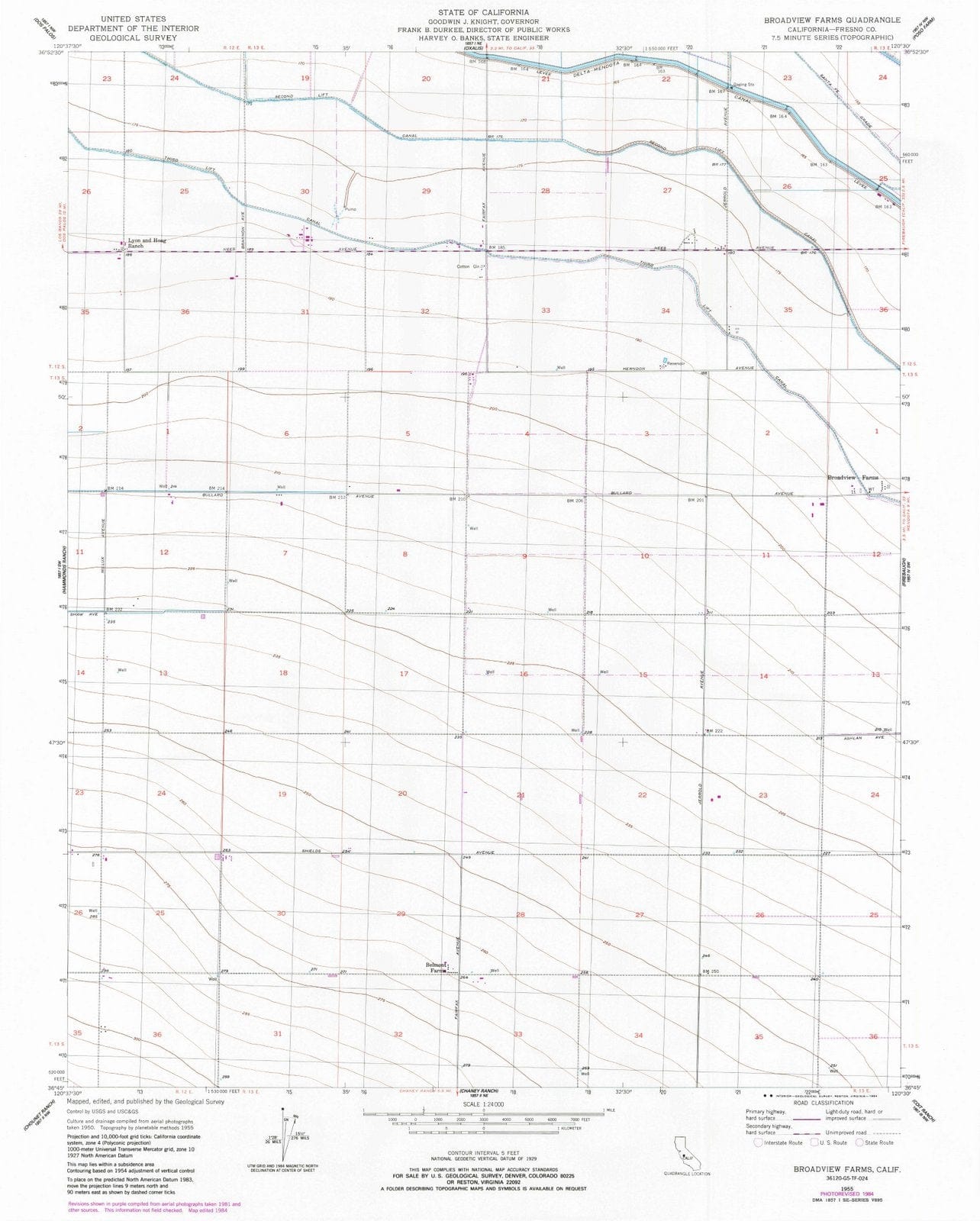 1955 Broadview Farms, CA - California - USGS Topographic Map