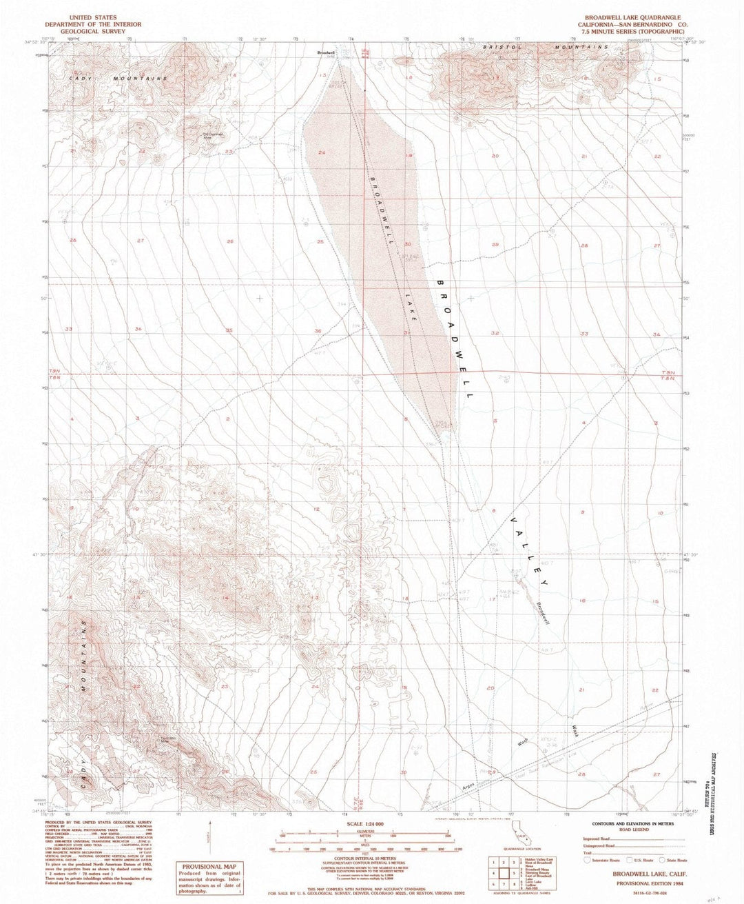 1984 Broadwell Lake, CA - California - USGS Topographic Map