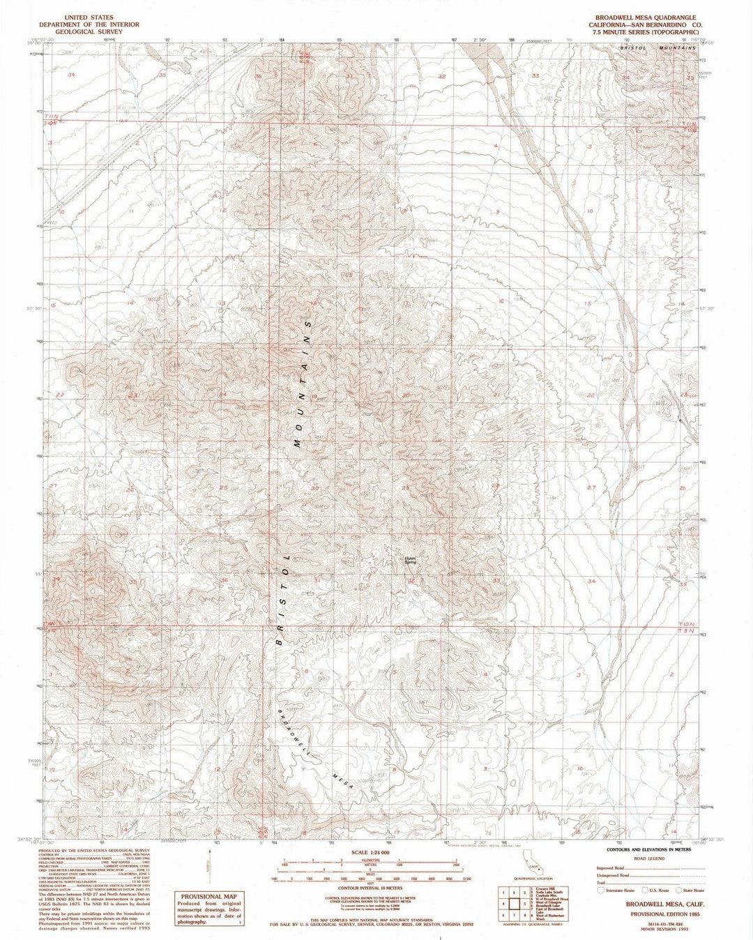 1985 Broadwell Mesa, CA - California - USGS Topographic Map
